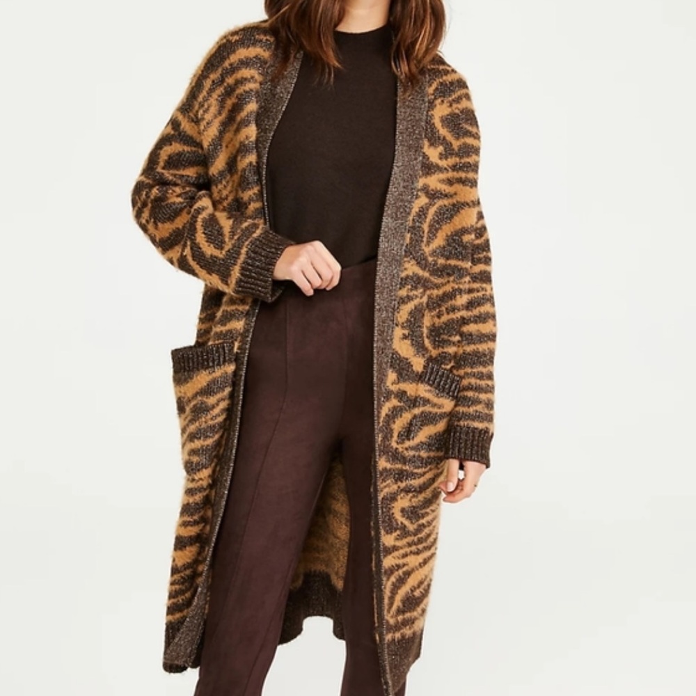 Ann Taylor Brown and Black Animal Print Cardigan